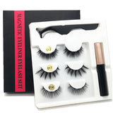 3 pairs of magnetic eyelashes, waterproof magnetic eyeliner and tweezers,  magnet mink eyelashes makeup 3D false eyelashes set - Love My Store Online