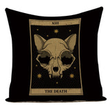 Tarot Card Pattern Cushion Cover Decorative Shar Pei Dog Pillow Case Retro Cat Home Sofa Linen Print Pillows Cover Funda Cojin - Love My Store Online