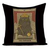 Tarot Card Pattern Cushion Cover Decorative Shar Pei Dog Pillow Case Retro Cat Home Sofa Linen Print Pillows Cover Funda Cojin - Love My Store Online