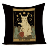 Tarot Card Pattern Cushion Cover Decorative Shar Pei Dog Pillow Case Retro Cat Home Sofa Linen Print Pillows Cover Funda Cojin - Love My Store Online
