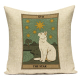 Tarot Card Pattern Cushion Cover Decorative Shar Pei Dog Pillow Case Retro Cat Home Sofa Linen Print Pillows Cover Funda Cojin - Love My Store Online