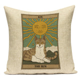 Tarot Card Pattern Cushion Cover Decorative Shar Pei Dog Pillow Case Retro Cat Home Sofa Linen Print Pillows Cover Funda Cojin - Love My Store Online
