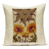 Tarot Card Pattern Cushion Cover Decorative Shar Pei Dog Pillow Case Retro Cat Home Sofa Linen Print Pillows Cover Funda Cojin - Love My Store Online